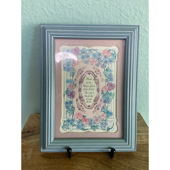 Vintage Heart of my Heart Love of my Love Thank the Lord Above Floral Framed Art - Picture 1 of 5